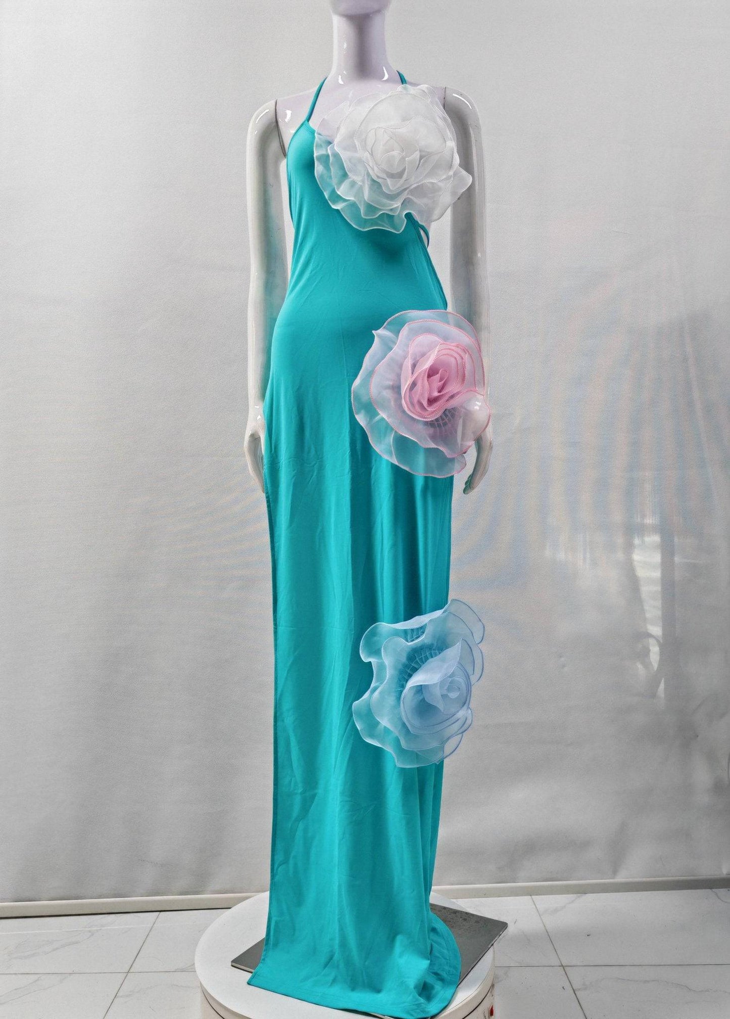 Elegantes Bandage-Maxikleid mit Diamanten – Bodenlang & Quadratkragen