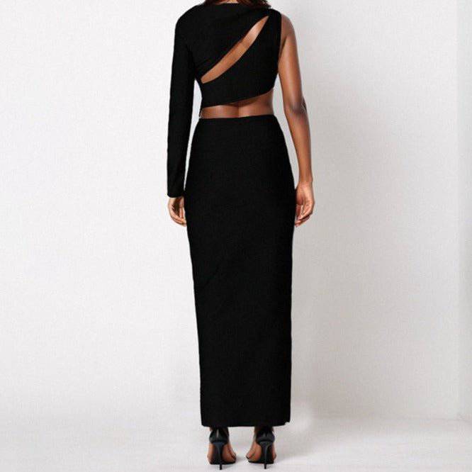 Elegantes Bandage-Maxikleid mit Diamanten – Bodenlang & Quadratkragen