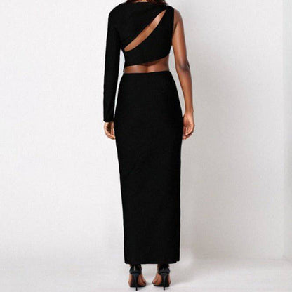 Elegantes Bandage-Maxikleid mit Diamanten – Bodenlang & Quadratkragen