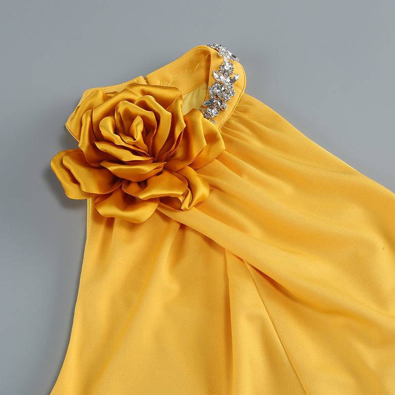 Elegantes Bandage-Maxikleid mit Diamanten – Bodenlang & Quadratkragen