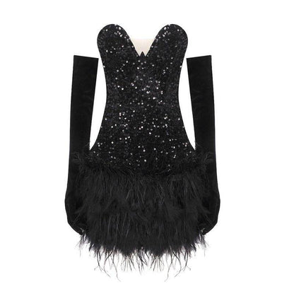 Elegantes Bandage-Maxikleid mit Diamanten – Bodenlang & Quadratkragen