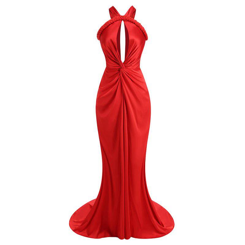 Elegantes Bandage-Maxikleid mit Diamanten – Bodenlang & Quadratkragen