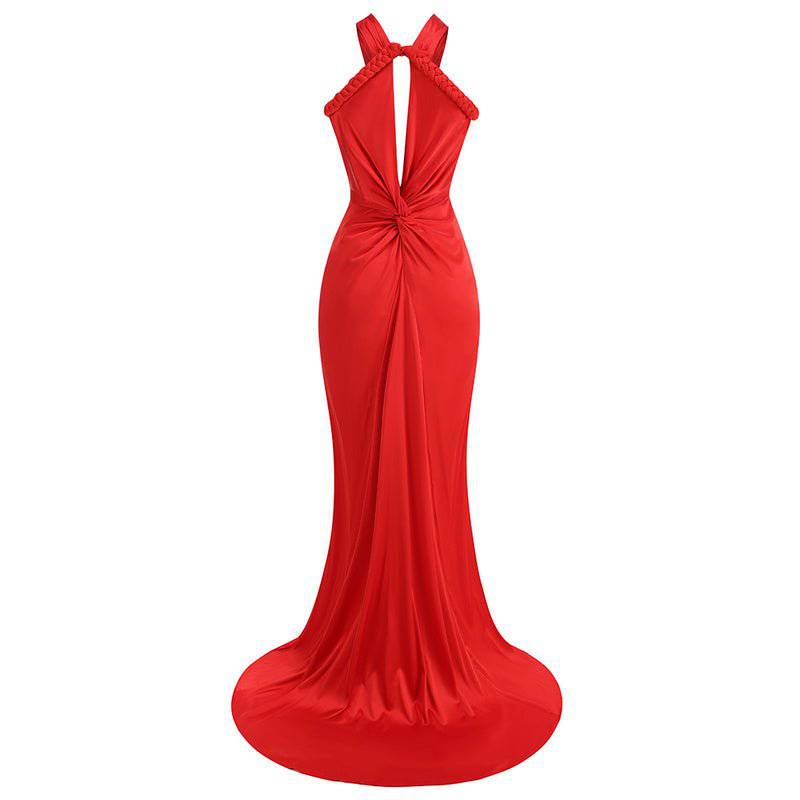Elegantes Bandage-Maxikleid mit Diamanten – Bodenlang & Quadratkragen