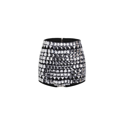 Elegantes Bandage-Maxikleid mit Diamanten – Bodenlang & Quadratkragen