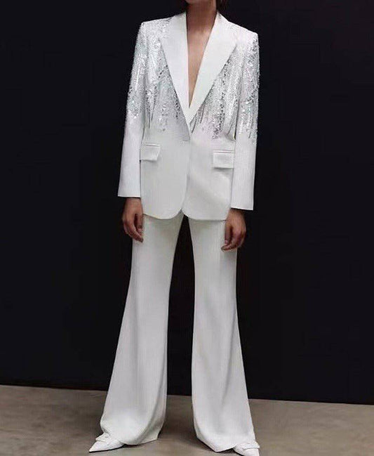 Produktbild von Elegantes Bandage-Maxikleid mit Diamanten – Bodenlang & Quadratkragen in S, erhältlich bei Hot Fashionista