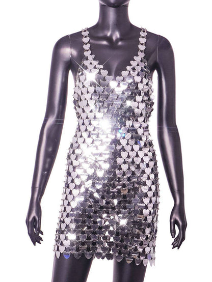 Elegantes Bandage-Maxikleid mit Diamanten – Bodenlang & Quadratkragen