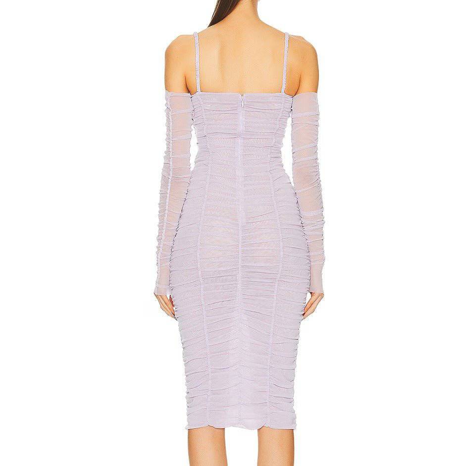 Elegantes Bandage-Maxikleid mit Diamanten – Bodenlang & Quadratkragen