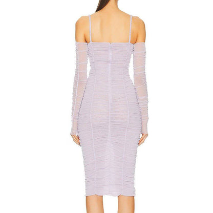 Elegantes Bandage-Maxikleid mit Diamanten – Bodenlang & Quadratkragen