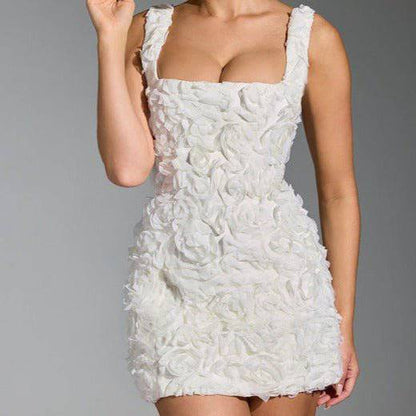 Elegantes Bandage-Maxikleid mit Diamanten – Bodenlang & Quadratkragen