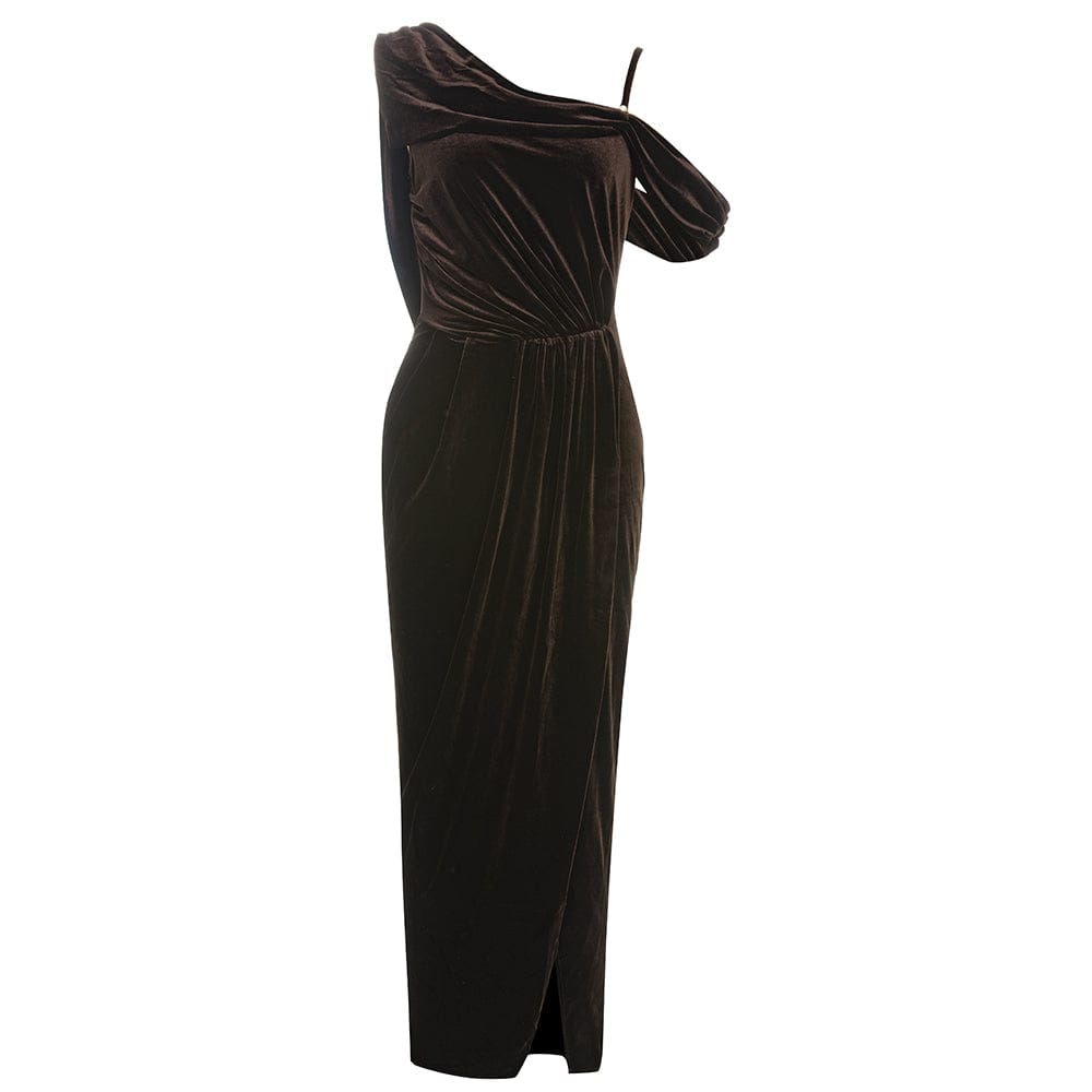 Elegantes Bandage-Maxikleid mit Diamanten – Bodenlang & Quadratkragen