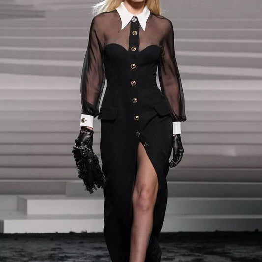 Produktbild von Elegantes Bandage-Maxikleid mit Diamanten – Bodenlang & Quadratkragen in XS, erhältlich bei Hot Fashionista