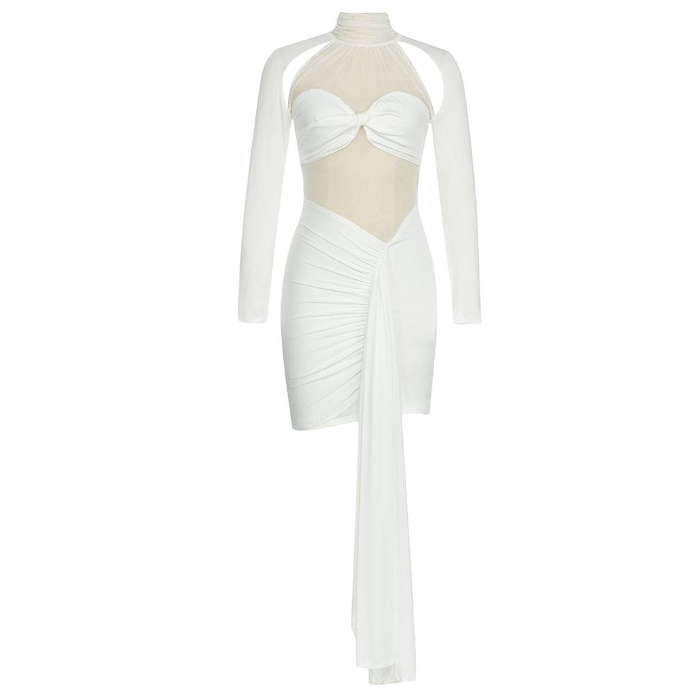 Elegantes Bandage-Maxikleid mit Diamanten – Bodenlang & Quadratkragen