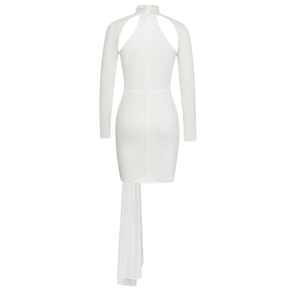 Elegantes Bandage-Maxikleid mit Diamanten – Bodenlang & Quadratkragen