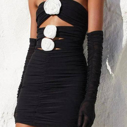 Elegantes Bandage-Maxikleid mit Diamanten – Bodenlang & Quadratkragen