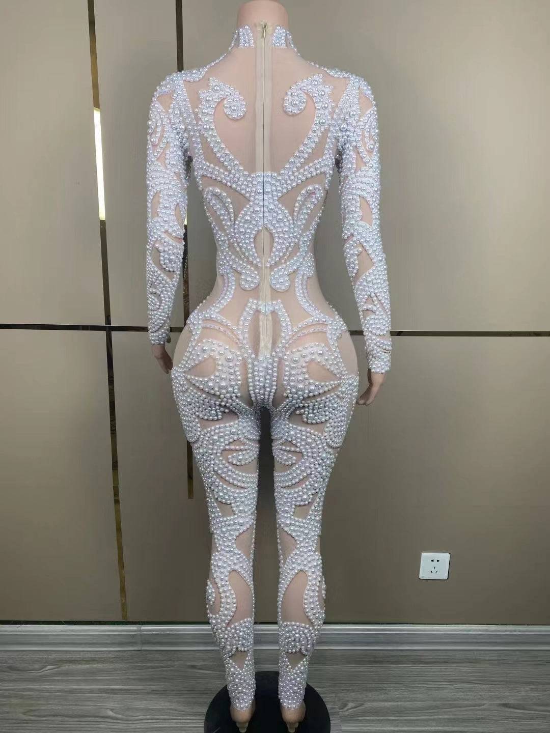 Elegantes Bandage-Maxikleid mit Diamanten – Bodenlang & Quadratkragen