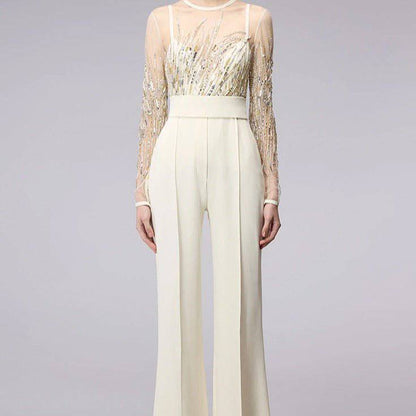 Produktbild von Elegantes Bandage-Maxikleid mit Diamanten – Bodenlang & Quadratkragen in S, erhältlich bei Hot Fashionista