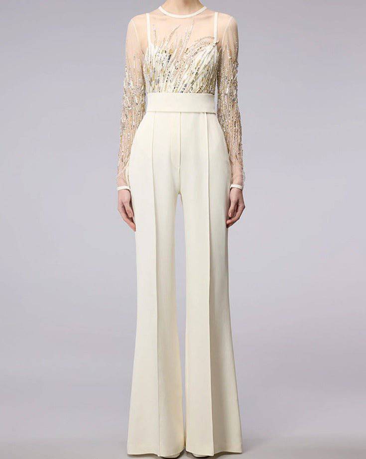 Elegantes Bandage-Maxikleid mit Diamanten – Bodenlang & Quadratkragen