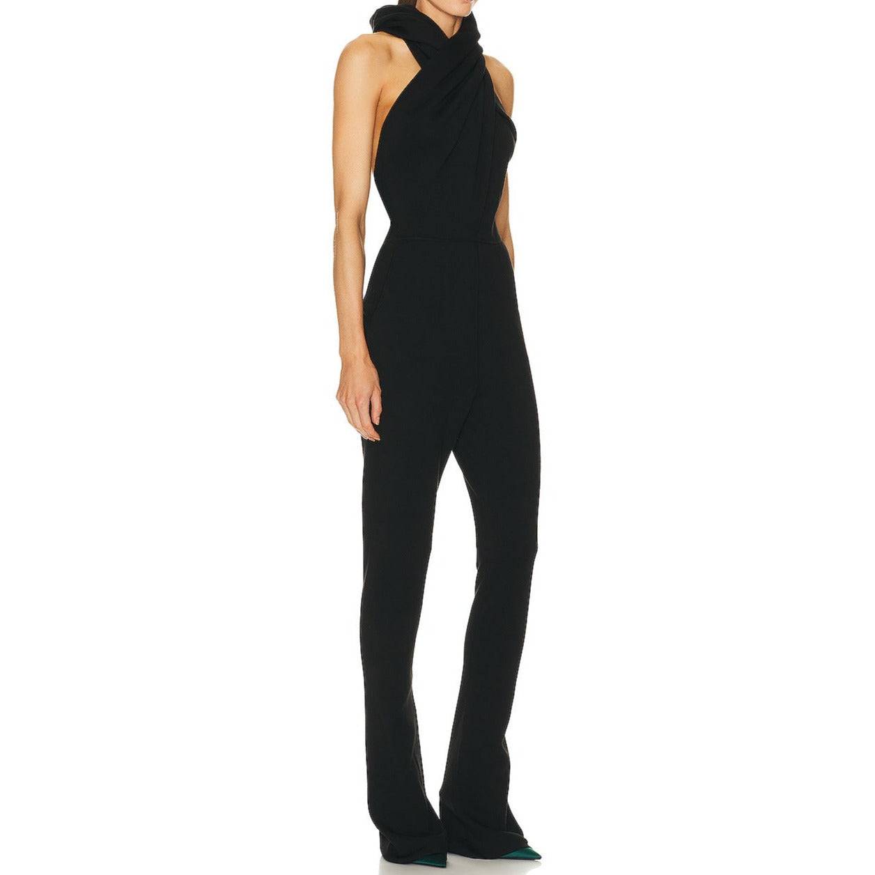 Elegantes Bandage-Maxikleid mit Diamanten – Bodenlang & Quadratkragen