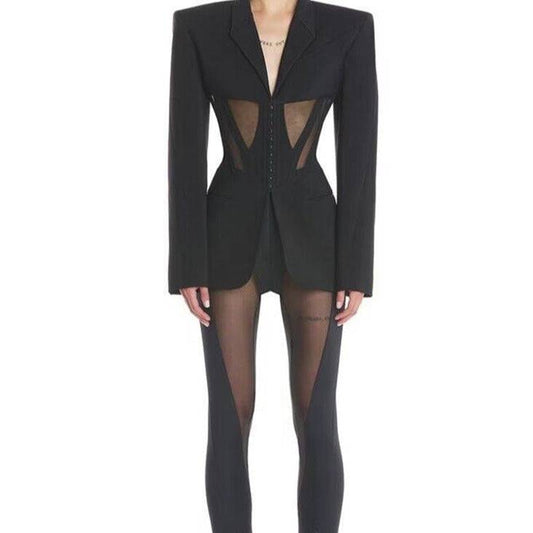 Produktbild von Elegantes Bandage-Maxikleid mit Diamanten – Bodenlang & Quadratkragen in S, erhältlich bei Hot Fashionista