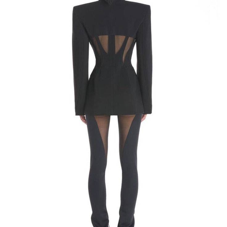 Elegantes Bandage-Maxikleid mit Diamanten – Bodenlang & Quadratkragen