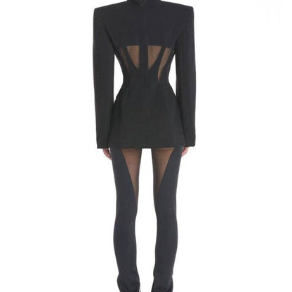 Elegantes Bandage-Maxikleid mit Diamanten – Bodenlang & Quadratkragen