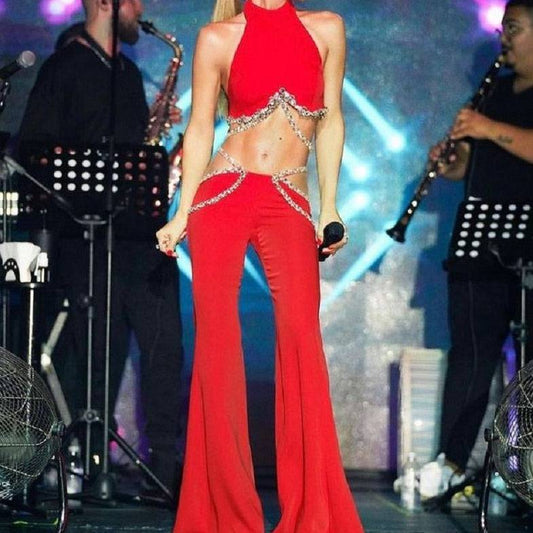 Produktbild von Elegantes Bandage-Maxikleid mit Diamanten – Bodenlang & Quadratkragen in S, erhältlich bei Hot Fashionista