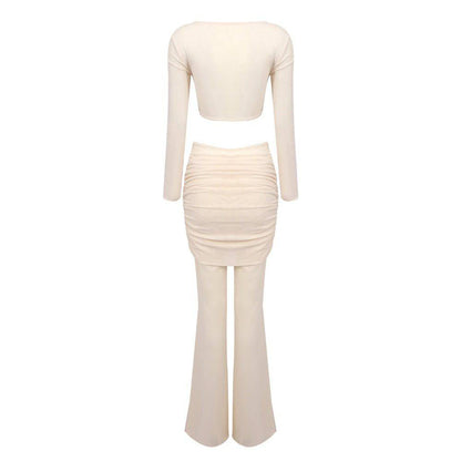 Elegantes Bandage-Maxikleid mit Diamanten – Bodenlang & Quadratkragen