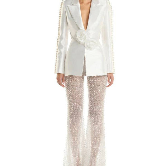 Produktbild von Elegantes Bandage-Maxikleid mit Diamanten – Bodenlang & Quadratkragen in S, erhältlich bei Hot Fashionista