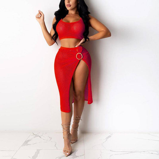 Produktbild von Elegantes Bandage-Maxikleid mit Diamanten – Bodenlang & Quadratkragen in Red, erhältlich bei Hot Fashionista