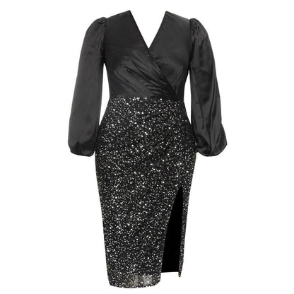 Produktbild von Elegantes Bandage-Maxikleid mit Diamanten – Bodenlang & Quadratkragen in s, erhältlich bei Hot Fashionista
