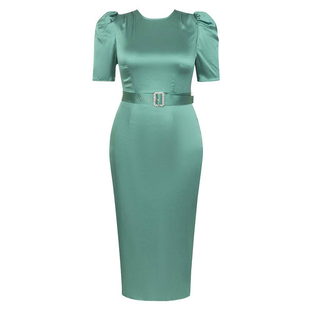 Produktbild von Elegantes Bandage-Maxikleid mit Diamanten – Bodenlang & Quadratkragen in s, erhältlich bei Hot Fashionista