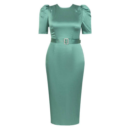 Produktbild von Elegantes Bandage-Maxikleid mit Diamanten – Bodenlang & Quadratkragen in s, erhältlich bei Hot Fashionista