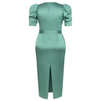 Elegantes Bandage-Maxikleid mit Diamanten – Bodenlang & Quadratkragen