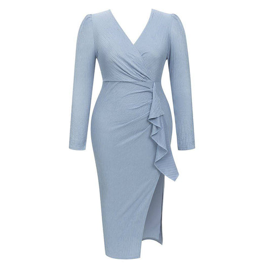 Produktbild von Elegantes Bandage-Maxikleid mit Diamanten – Bodenlang & Quadratkragen in s, erhältlich bei Hot Fashionista