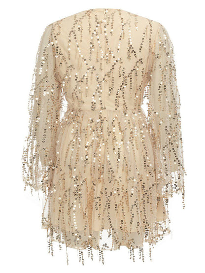 Elegantes Bandage-Maxikleid mit Diamanten – Bodenlang & Quadratkragen