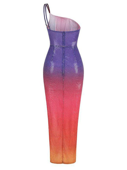 Elegantes Bandage-Maxikleid mit Diamanten – Bodenlang & Quadratkragen