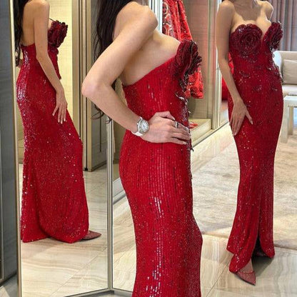 Elegantes Bandage-Maxikleid mit Diamanten – Bodenlang & Quadratkragen