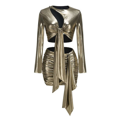 Elegantes Bandage-Maxikleid mit Diamanten – Bodenlang & Quadratkragen