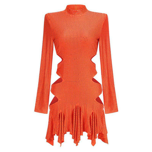 Produktbild von Elegantes Bandage-Maxikleid mit Diamanten – Bodenlang & Quadratkragen in xs, erhältlich bei Hot Fashionista