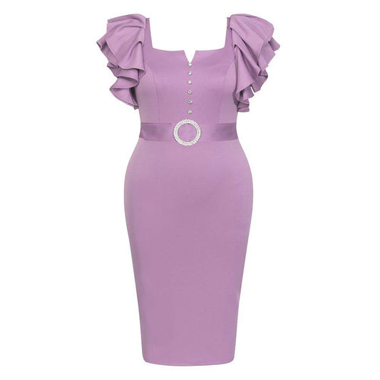 Produktbild von Elegantes Bandage-Maxikleid mit Diamanten – Bodenlang & Quadratkragen in s, erhältlich bei Hot Fashionista