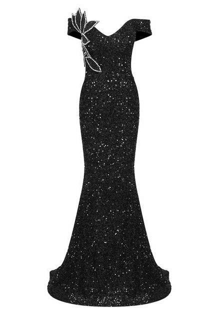 Elegantes Bandage-Maxikleid mit Diamanten – Bodenlang & Quadratkragen