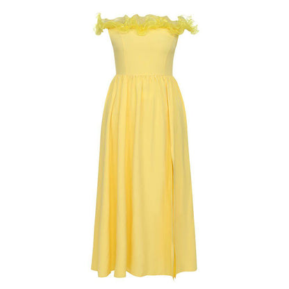 Elegantes Bandage-Maxikleid mit Diamanten – Bodenlang & Quadratkragen