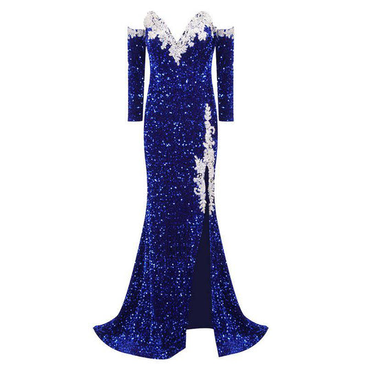 Produktbild von Elegantes Bandage-Maxikleid mit Diamanten – Bodenlang & Quadratkragen in xs, erhältlich bei Hot Fashionista