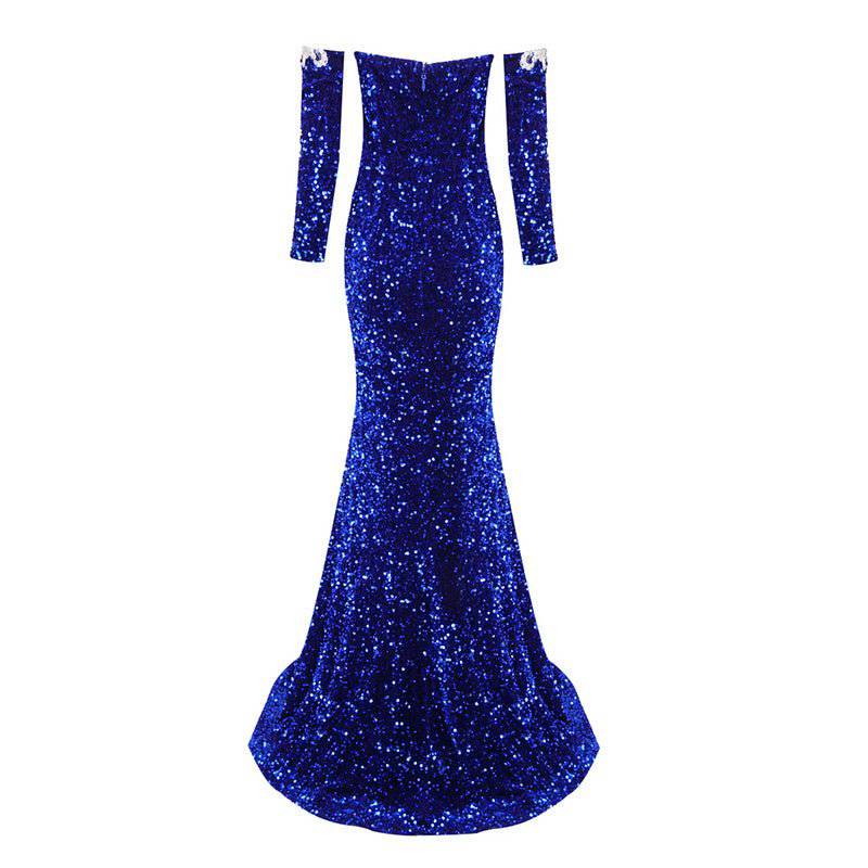Elegantes Bandage-Maxikleid mit Diamanten – Bodenlang & Quadratkragen