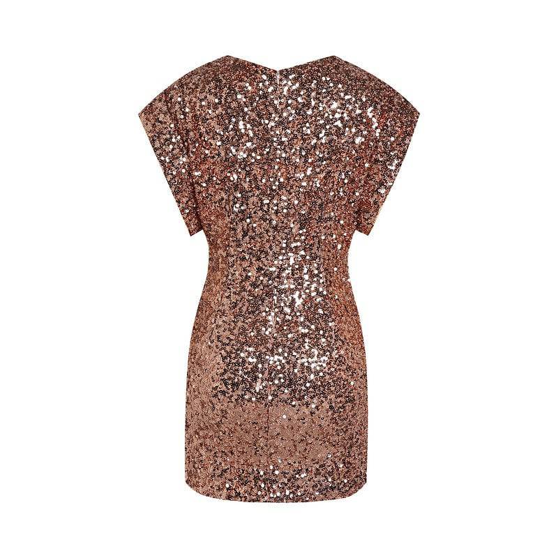 Elegantes Bandage-Maxikleid mit Diamanten – Bodenlang & Quadratkragen