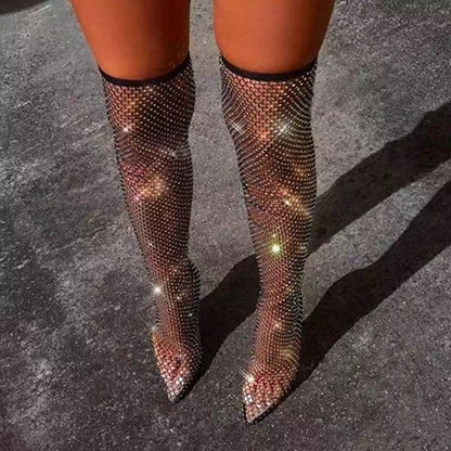 Elegantes Bandage-Maxikleid mit Diamanten – Bodenlang & Quadratkragen