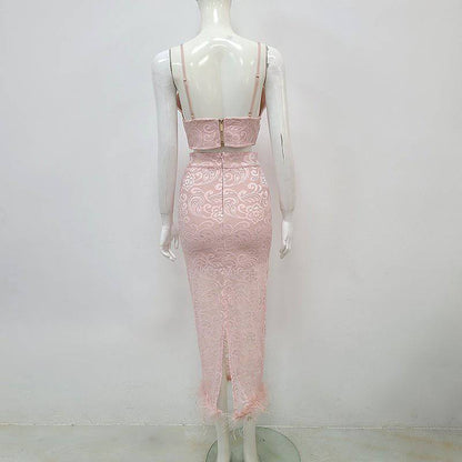 Elegantes Bandage-Maxikleid mit Diamanten – Bodenlang & Quadratkragen