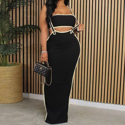 Produktbild von Elegantes Bandage-Maxikleid mit Diamanten – Bodenlang & Quadratkragen in s, erhältlich bei Hot Fashionista