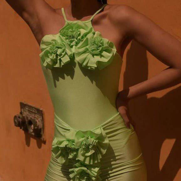 Elegantes Bandage-Maxikleid mit Diamanten – Bodenlang & Quadratkragen