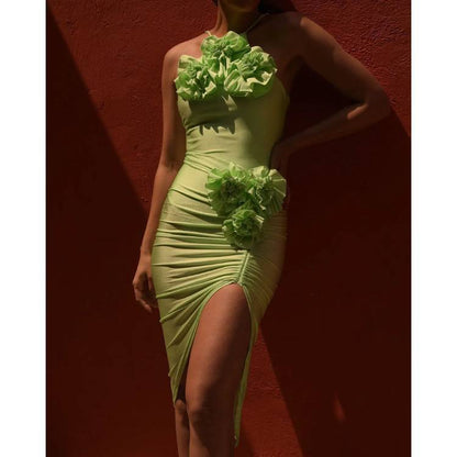 Elegantes Bandage-Maxikleid mit Diamanten – Bodenlang & Quadratkragen